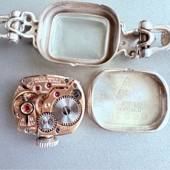 Vintage Omega Art Deco 14k White Gold Diamond Band Ladies Watch WORKING - Picture 14 of 17